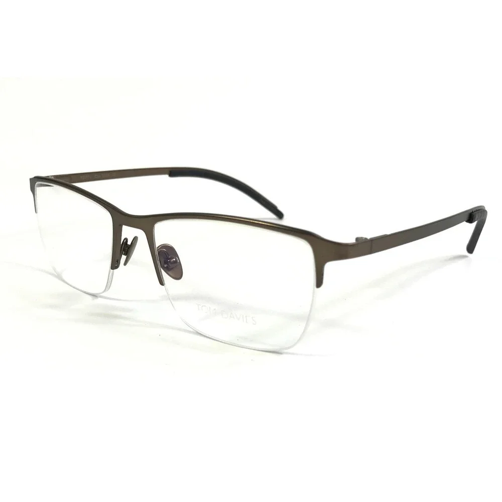 Tom Davies Eyeglasses Frames TD771 Col. 2324 Polished Brown Half Rim 53-18-135